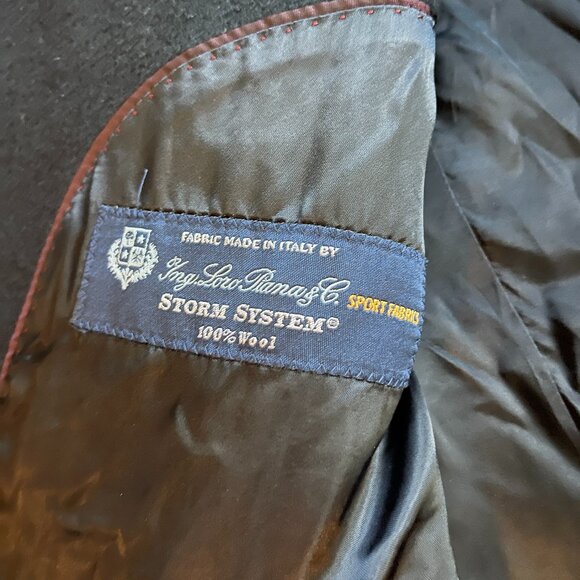 Brooks Brothers Loro Piana Overcoat Mens 48R 100% Lambswool Black Storm System - Picture 2 of 6